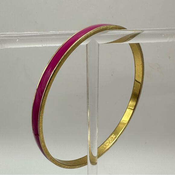 J Crew Enamel Gold Pink Bangle Bracelet Casual Preppy Jewelry Minimalist - Picture 3 of 8